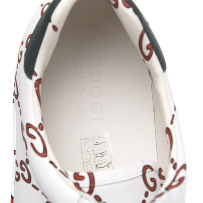 Gucci Calfskin GucciGhost Print Mens Ace Sneakers 12 White Hibiscus Red 8 of 9