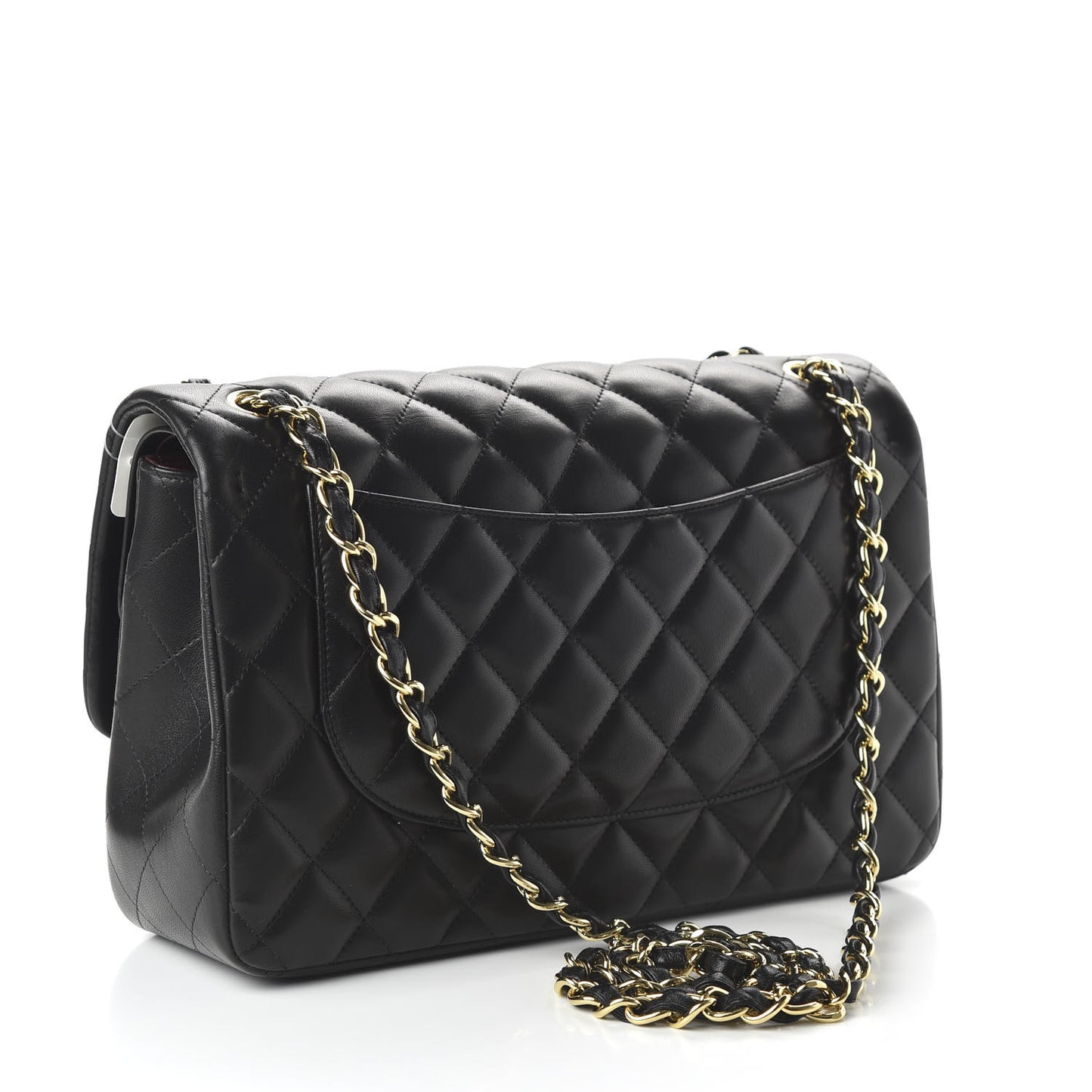 Lambskin Quilted Jumbo Double Flap Black