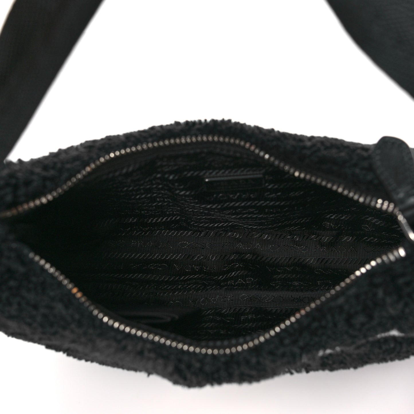 Terry Cloth Mini Re-Edition 2000 Bag Black White