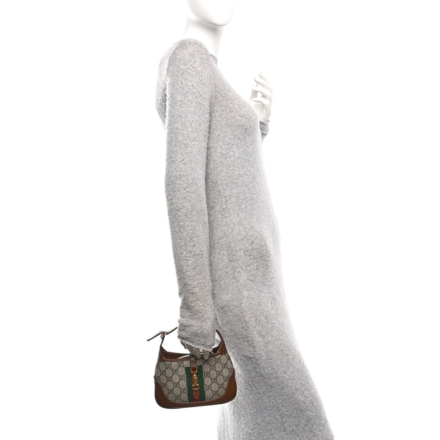 Gucci GG Supreme Monogram Azalea Calfskin Web Mini Jackie 1961 Hobo Beige Ebony Brown Sugar 2 of 10