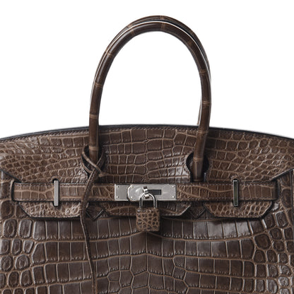 Hermes Matte Niloticus Crocodile Birkin 30 Gris Elephant 37 of 38