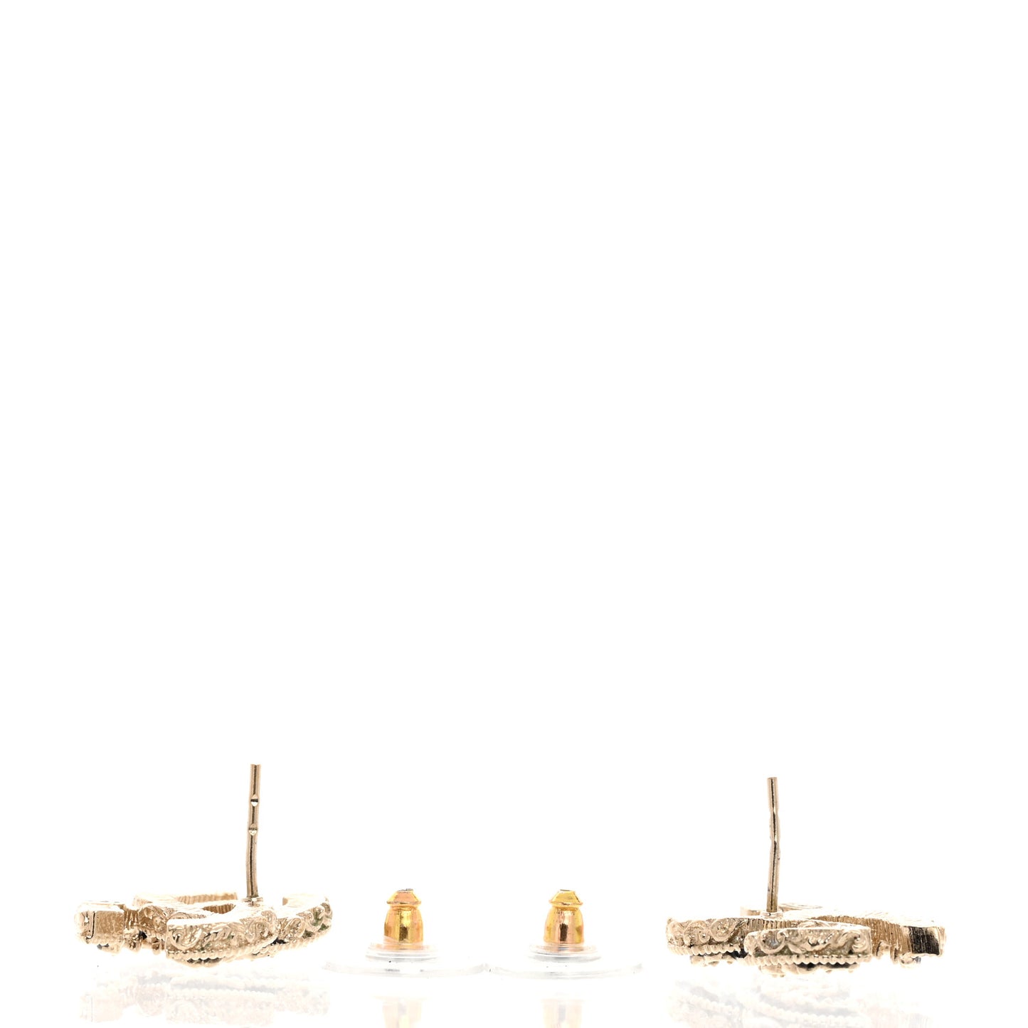 Enamel CC Baroque Earrings Black Gold