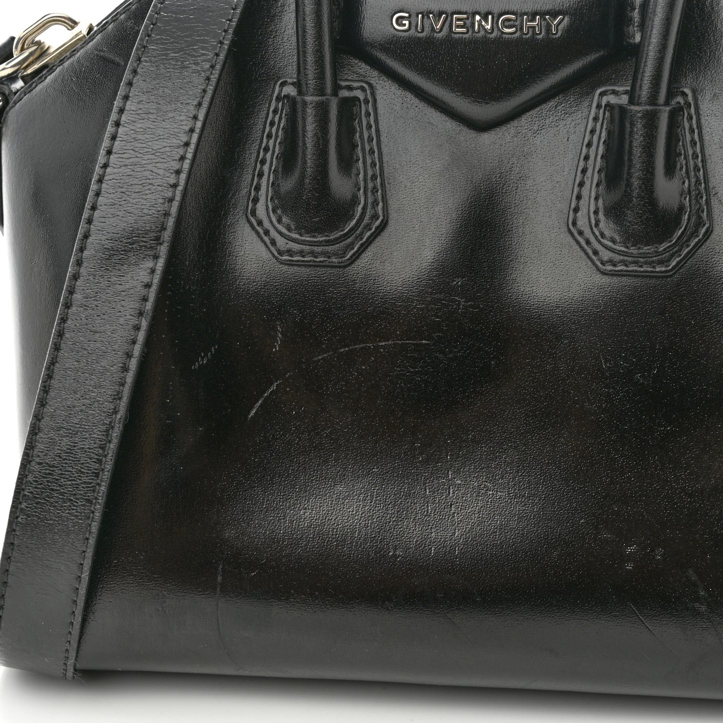 Shiny Lord Calfskin Mini Antigona Black