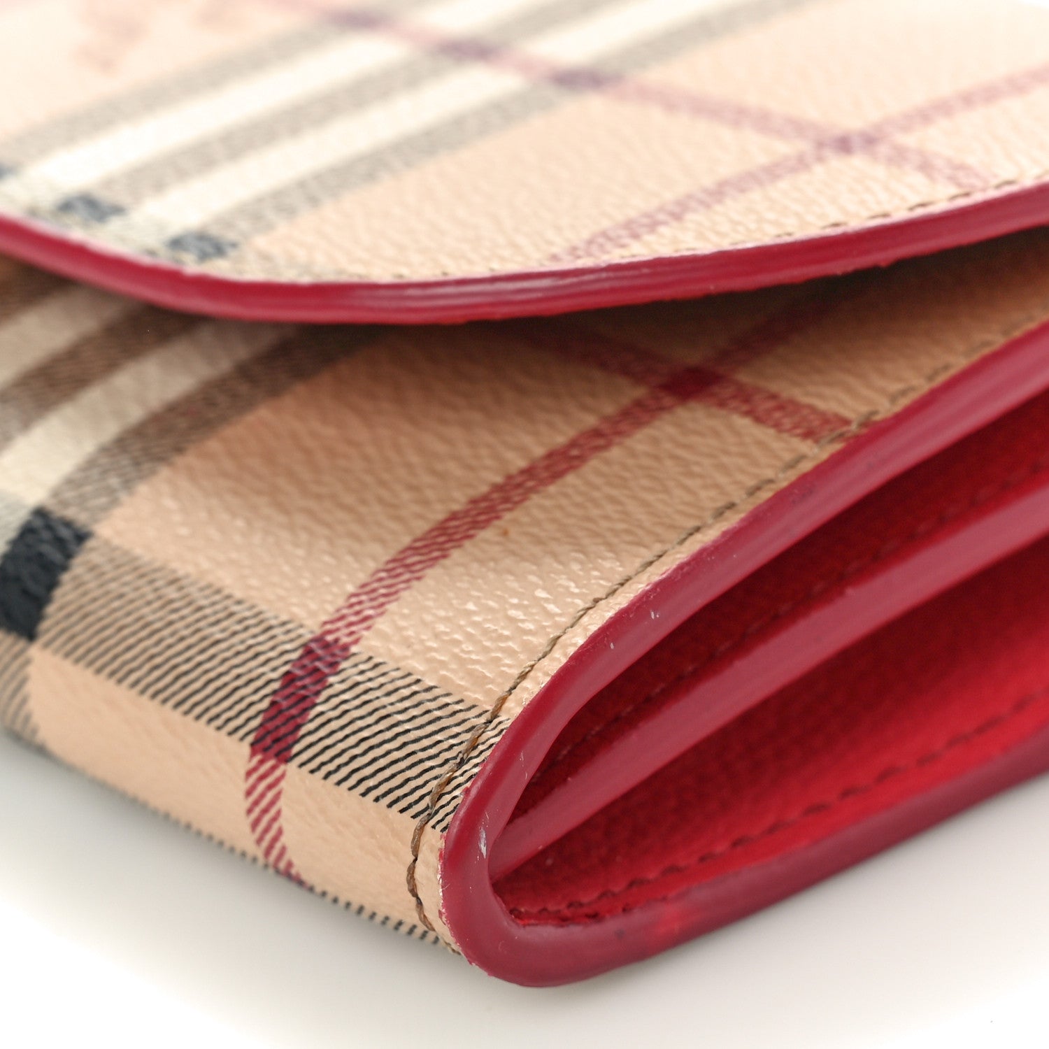 Burberry Haymarket Check Henley Wallet On Chain Coral Red 9 of 9