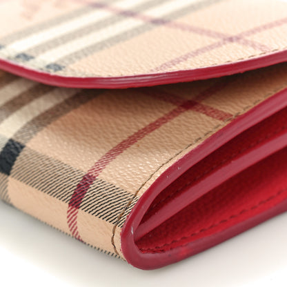 Burberry Haymarket Check Henley Wallet On Chain Coral Red 9 of 9