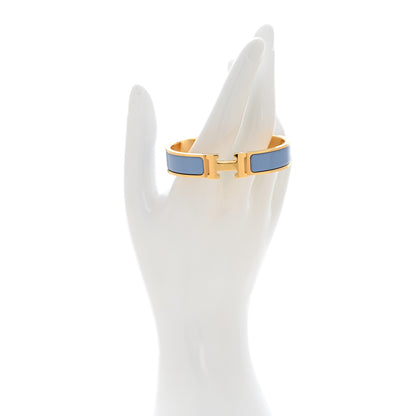 Hermes Enamel Narrow Clic Clac H Bracelet PM Bleu Orage 2 of 5