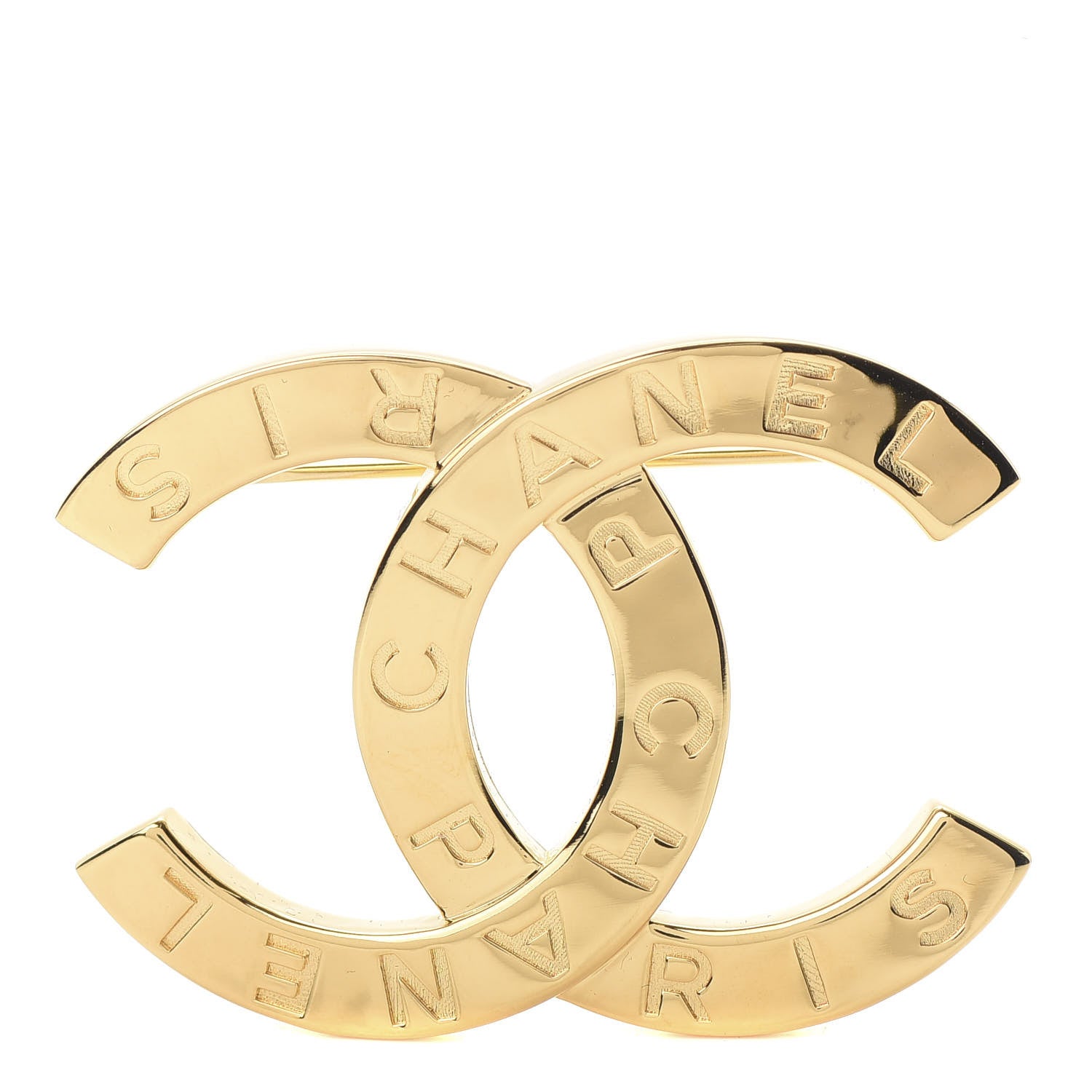 Chanel Metal Paris Button CC Large Brooch Gold 1 of 5