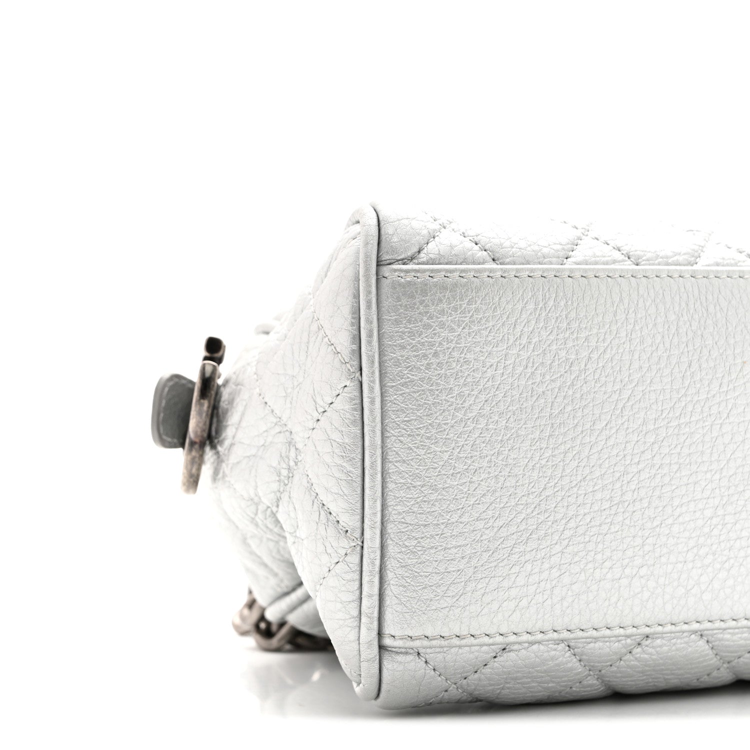 Chanel Metallic Calfskin Quilted Mini Bowling Bag Silver 9 of 10