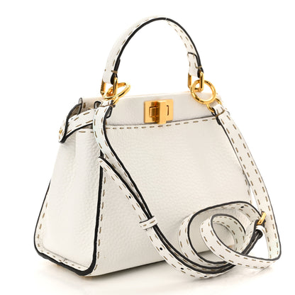 Fendi Cuoio Romano Selleria Mini Peekaboo Iconic Satchel White 3 of 9