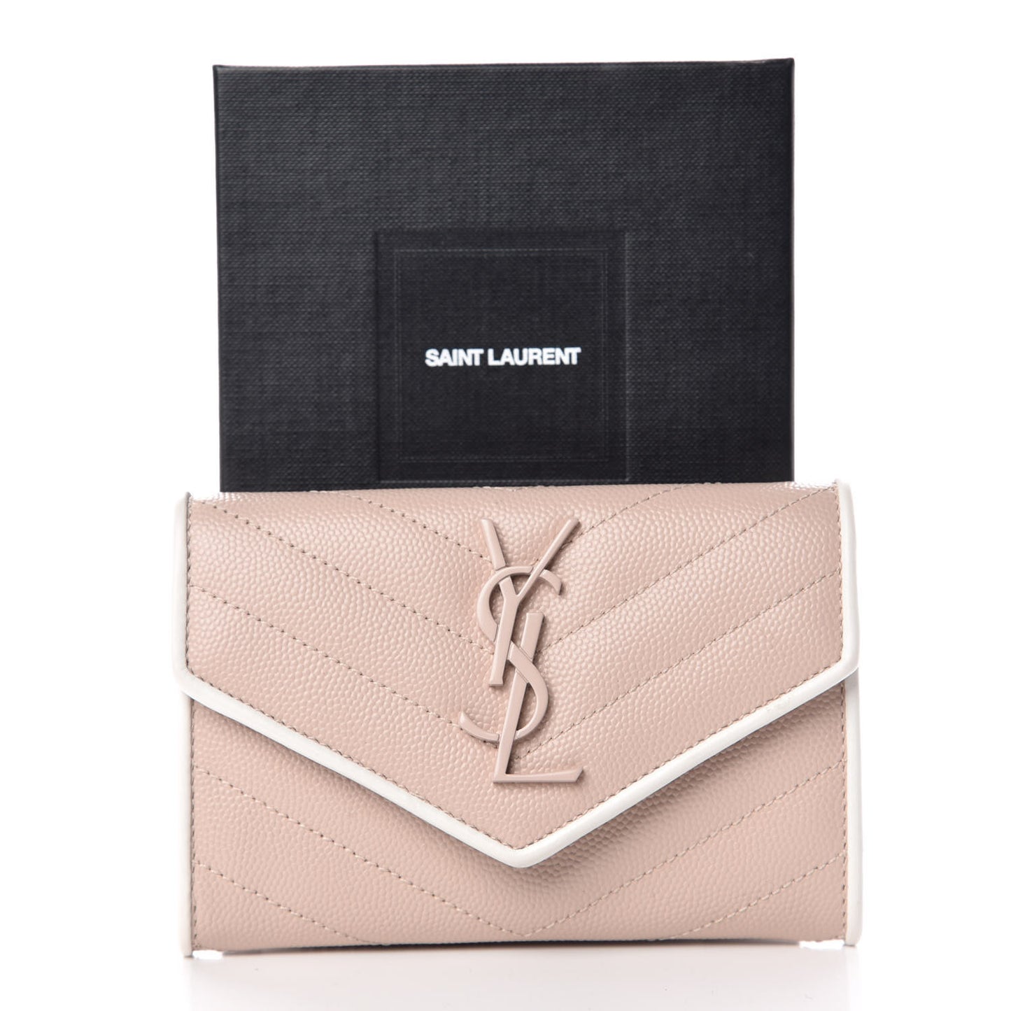 Grain De Poudre Matelasse Chevron Small Monogram Flap Wallet Pale Pink