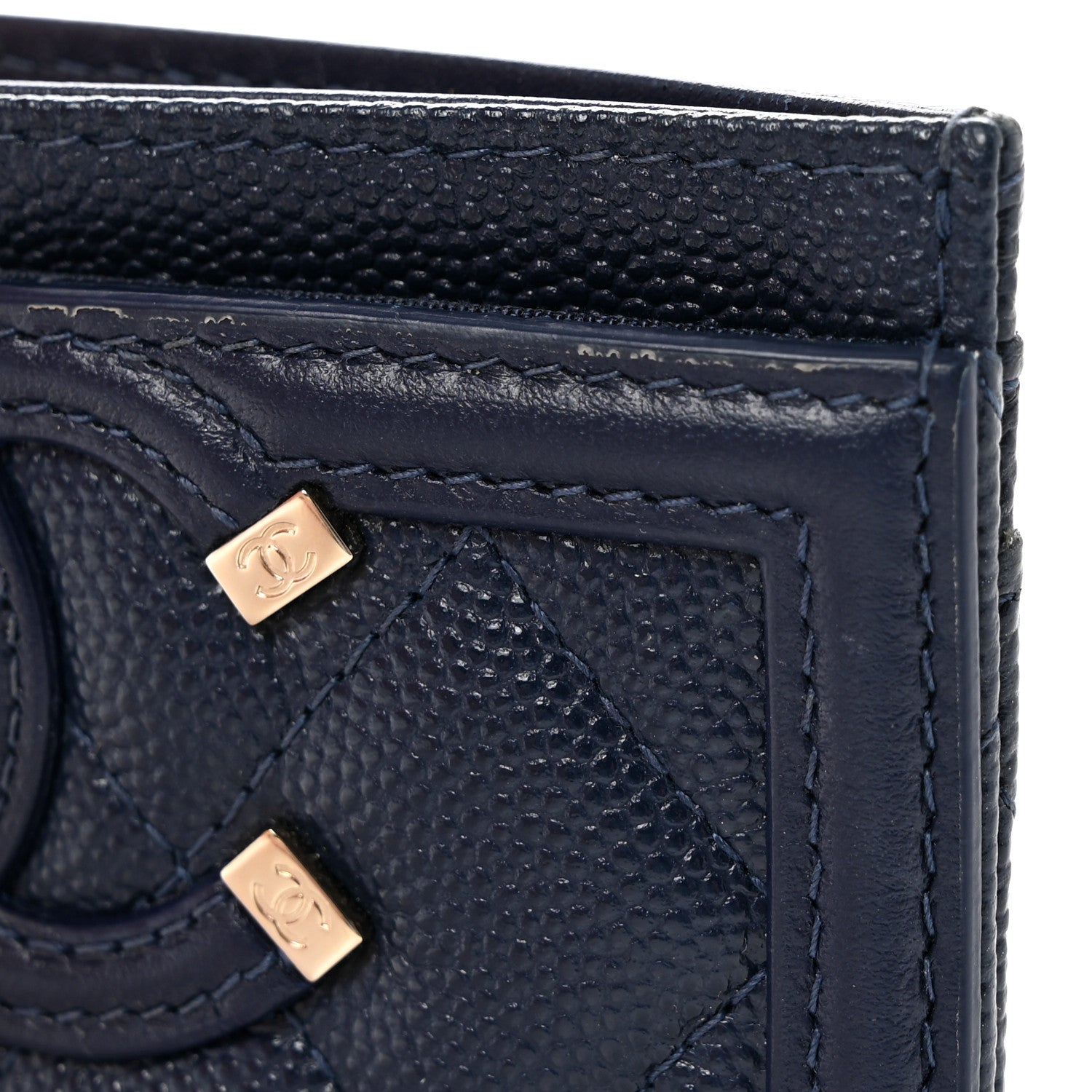 Chanel Caviar Quilted Filigree Card Holder Navy Blue 12 of 13