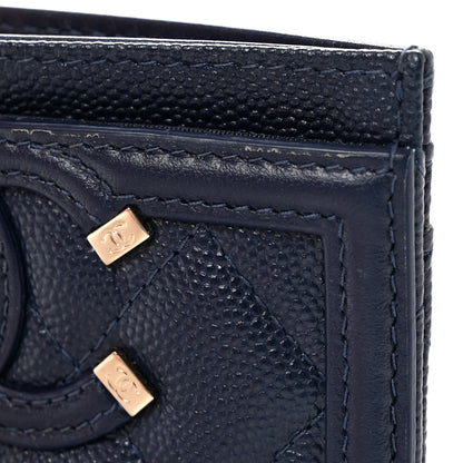 Chanel Caviar Quilted Filigree Card Holder Navy Blue 12 of 13