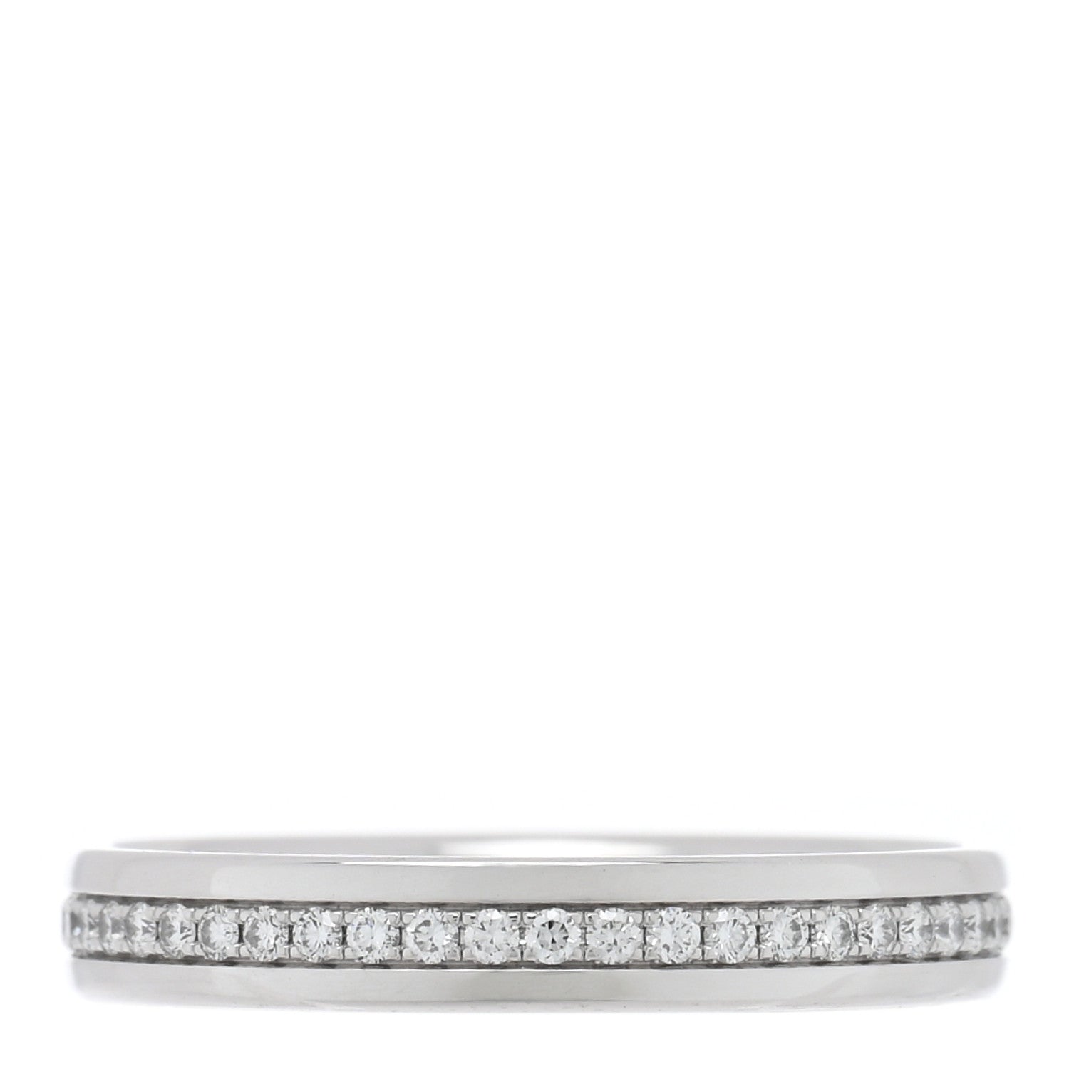 Tiffany 18K White Gold Diamond .24ctw 3mm Eternity Band Ring 50 5.5 1 of 5