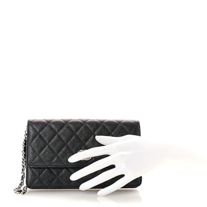Chanel Iridescent Caviar Quilted Classic Pouch Clutch Black 2 of 8