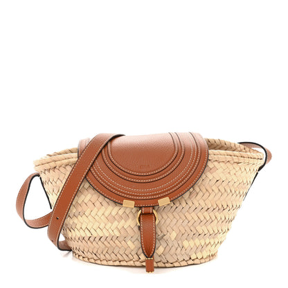 Chloe Raffia Calfskin Marcie Basket Tan 1 of 12