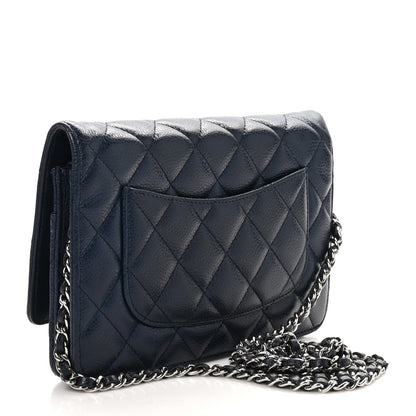 Chanel Caviar Quilted Wallet on Chain WOC Navy Blue 3 of 13