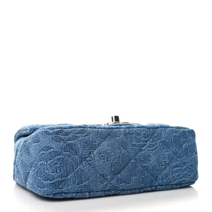 Chanel Denim Quilted Camellia Sweetheart Mini Flap Blue 4 of 11