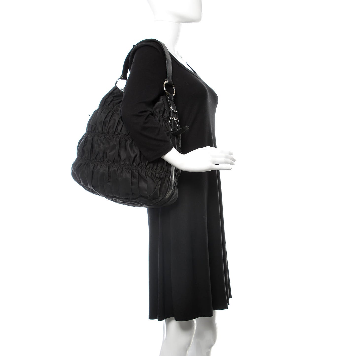 Tessuto Nylon Gaufre Hobo Black