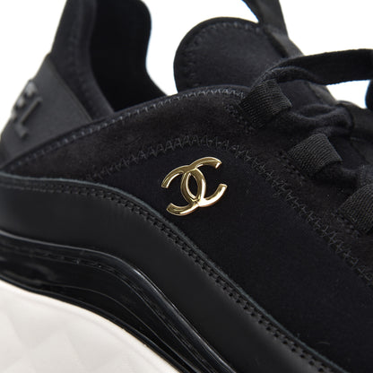 Chanel Velvet Calfskin Mixed Fibers CC Sneakers 37 Black 9 of 13