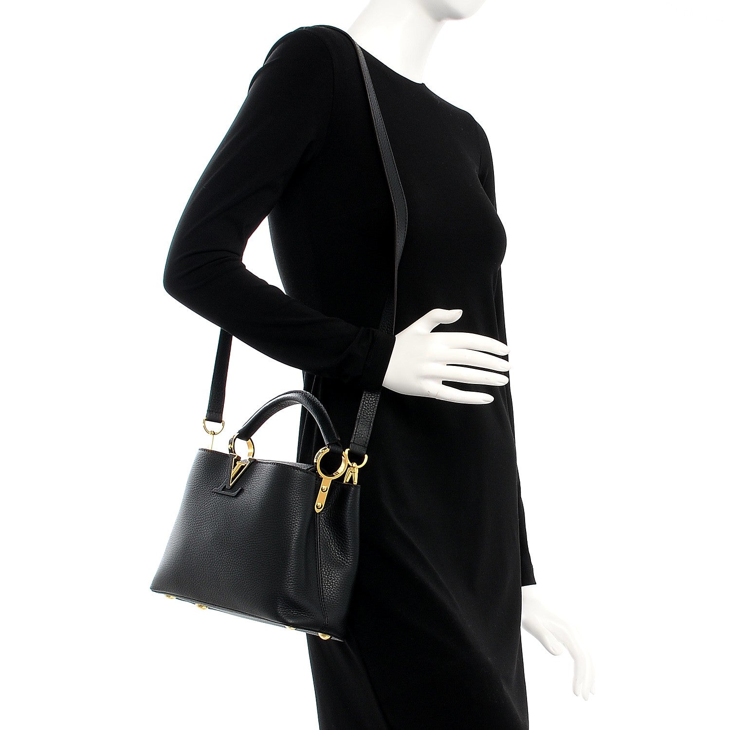 Louis Vuitton Taurillon Capucines BB Black 3 of 7