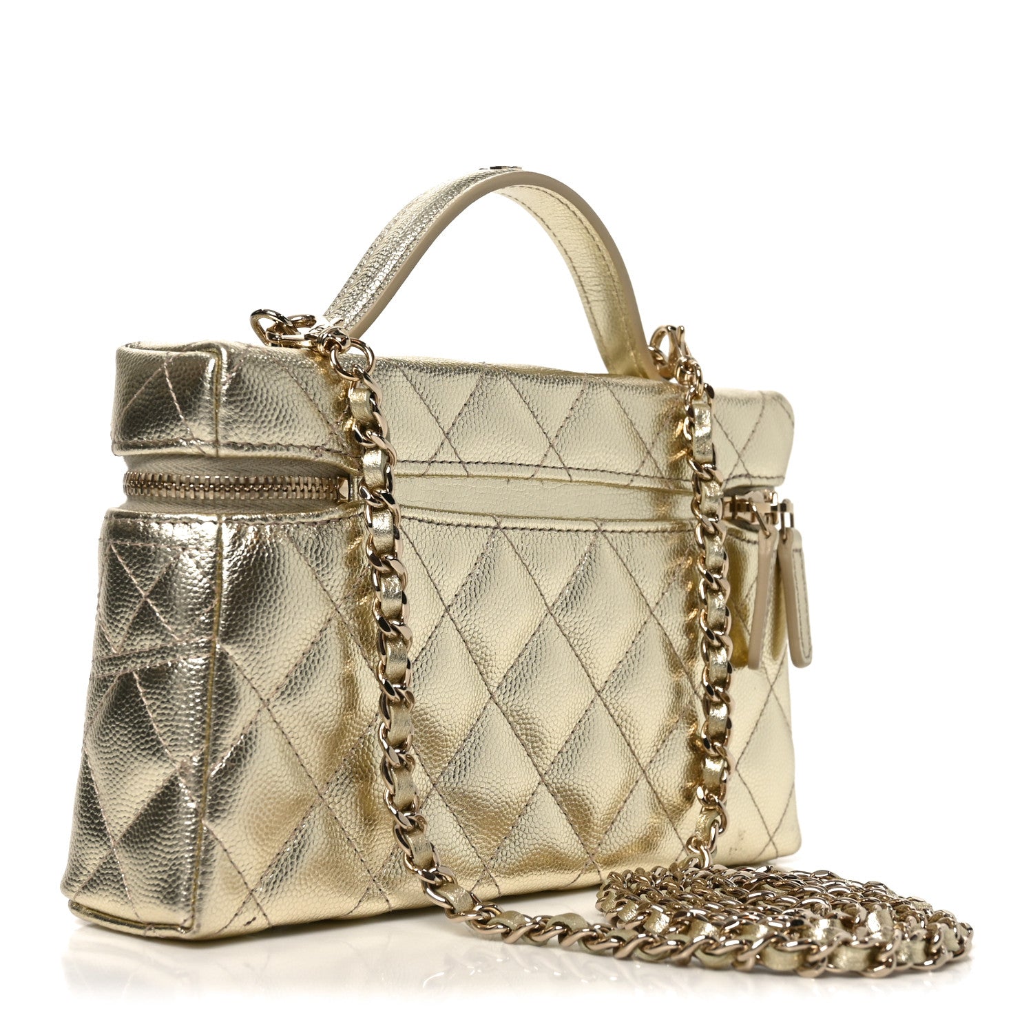 Chanel Metallic Caviar Quilted Trendy Handle Slim Vanity Light Golden 3 of 11