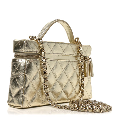 Chanel Metallic Caviar Quilted Trendy Handle Slim Vanity Light Golden 3 of 11