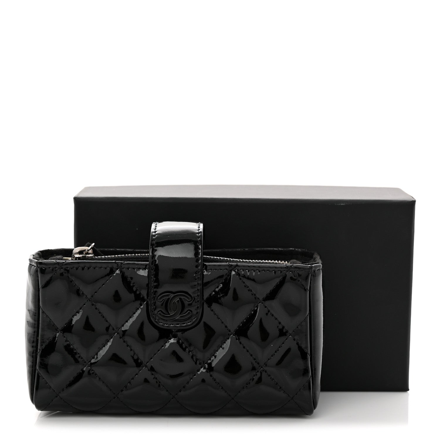 CHANEL quilted leather Black calf leather portfolio