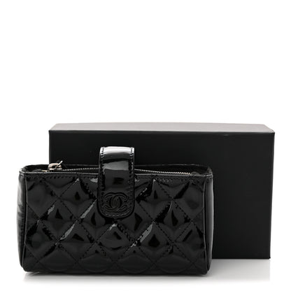 Chanel Patent Quilted Mini Phone Holder Clutch Black 9 of 9