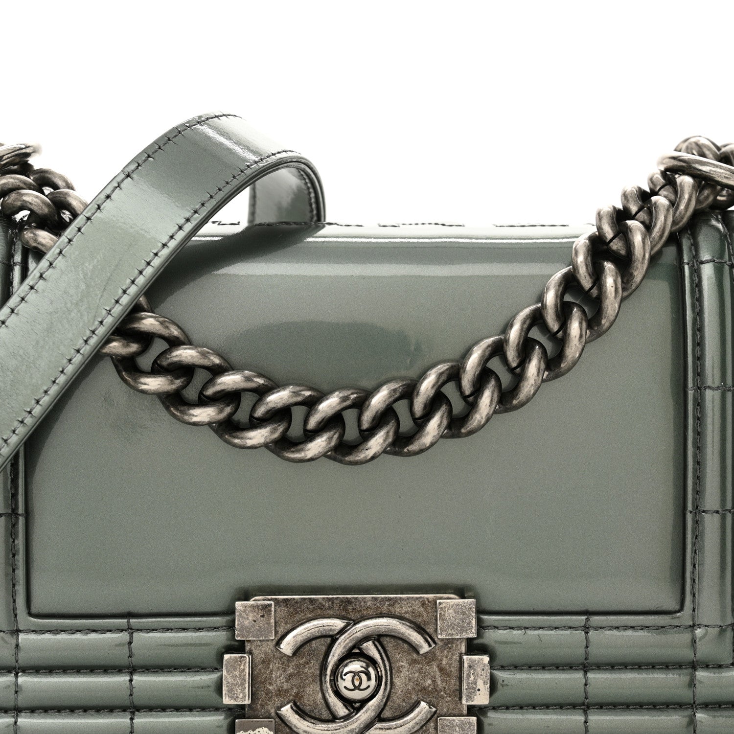 Chanel Iridescent Glazed Calfskin Small Boy Flap Light Green 8 of 12