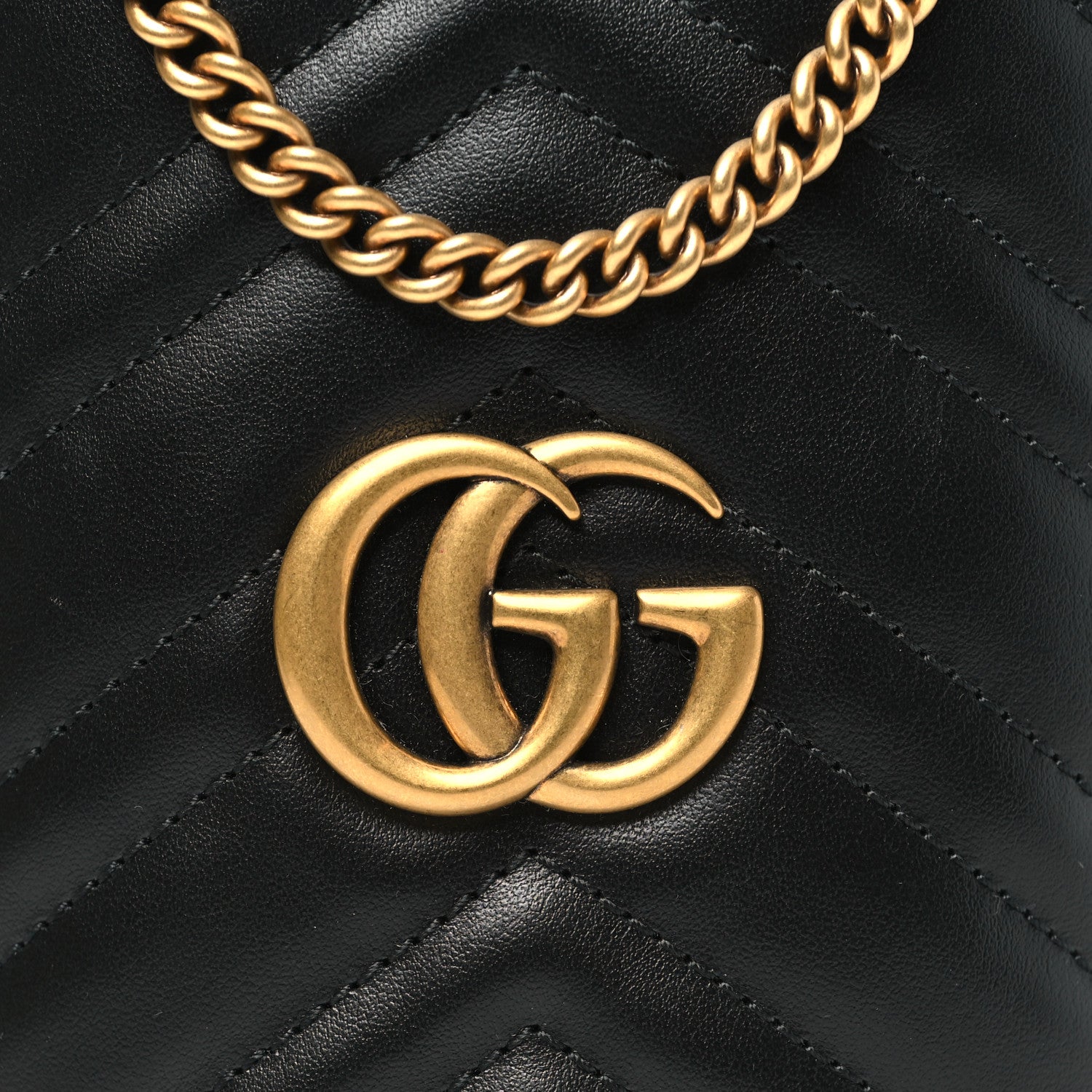 Gucci Calfskin Matelasse Mini GG Marmont 2.0 Bucket Bag Black 8 of 11