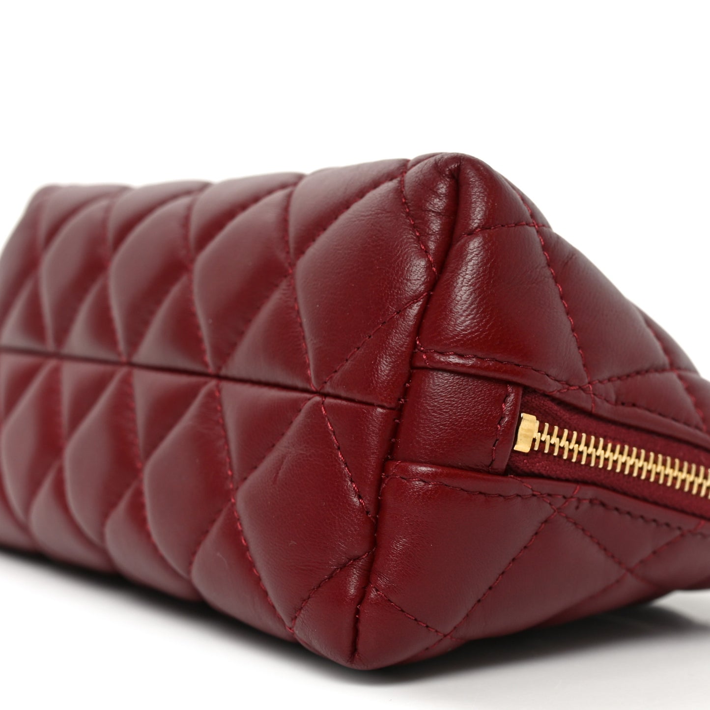 Lambskin Quilted Cosmetic Case Red