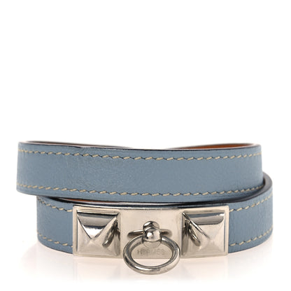 Hermes Swift Rivale Double Tour Bracelet M Bleu Lin 1 of 7