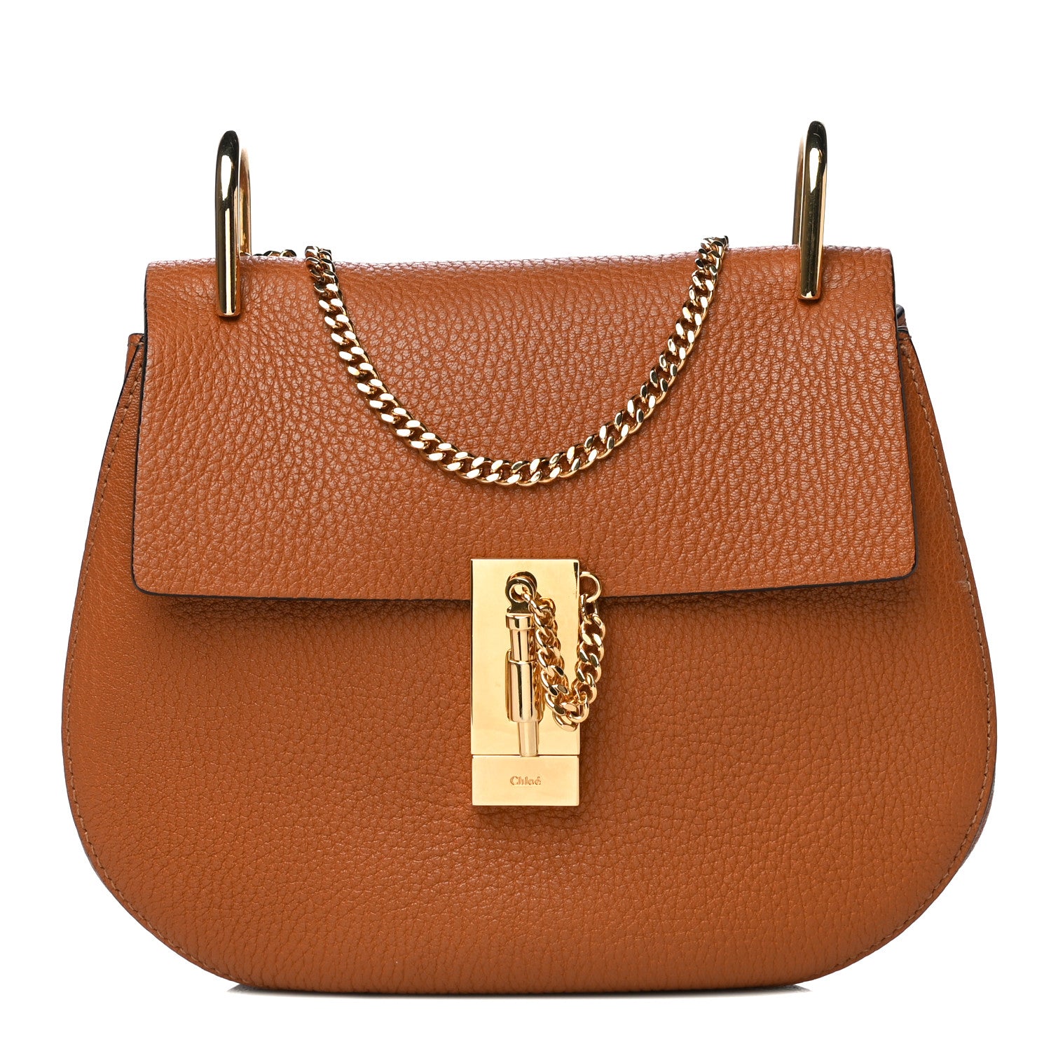 Chloe Grained Lambskin Mini Drew Shoulder Bag Caramel 1 of 10
