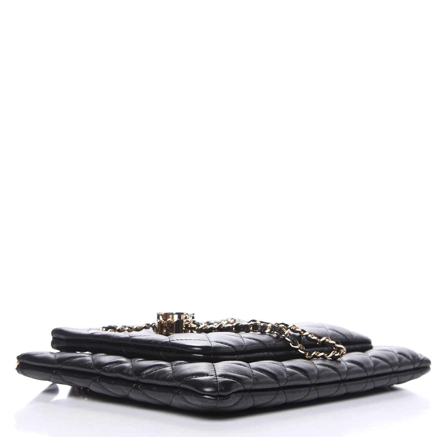 Chanel Shiny Lambskin Quilted Clutch With Chain Black 4 of 10