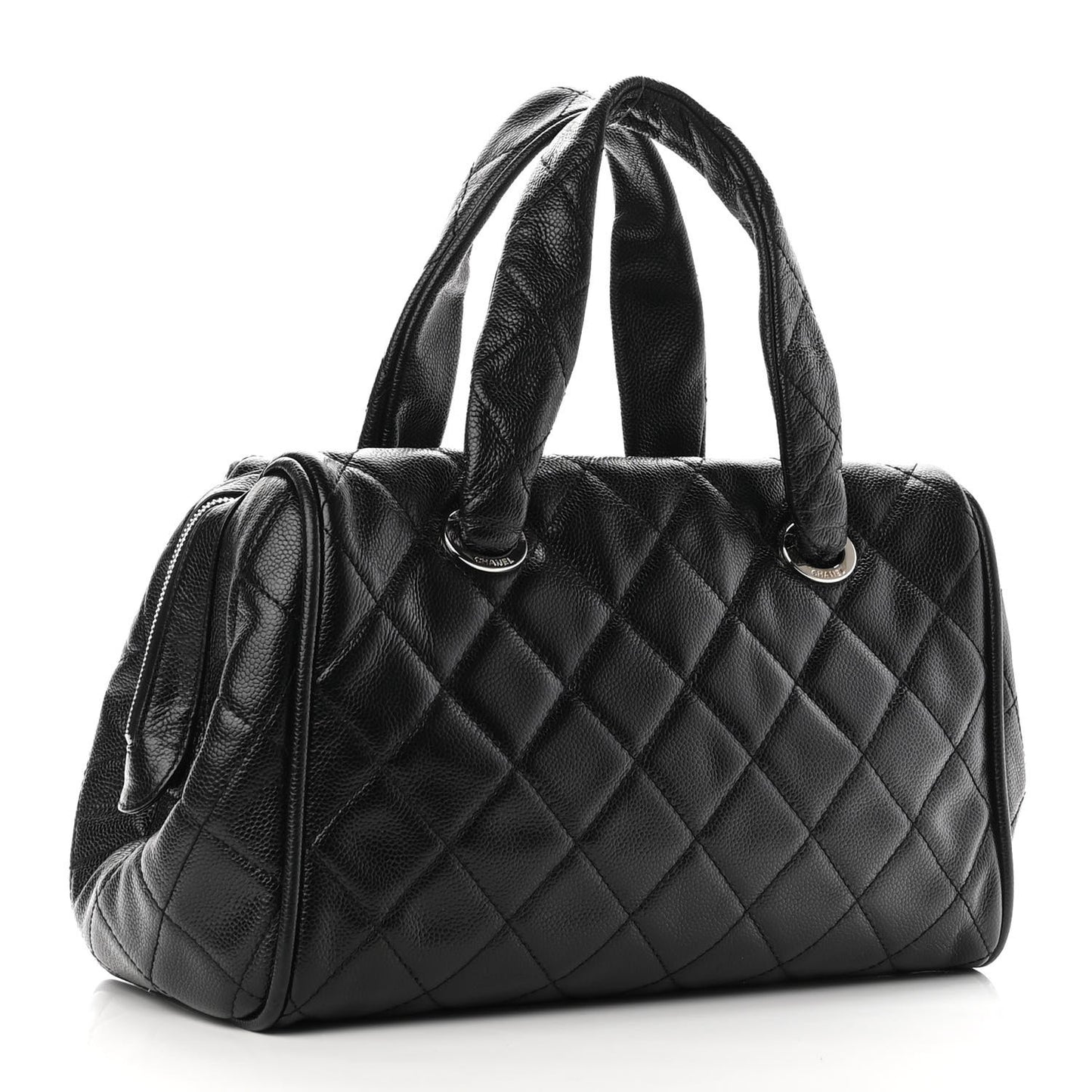 Caviar Quilted CC Timeless Bowler Black