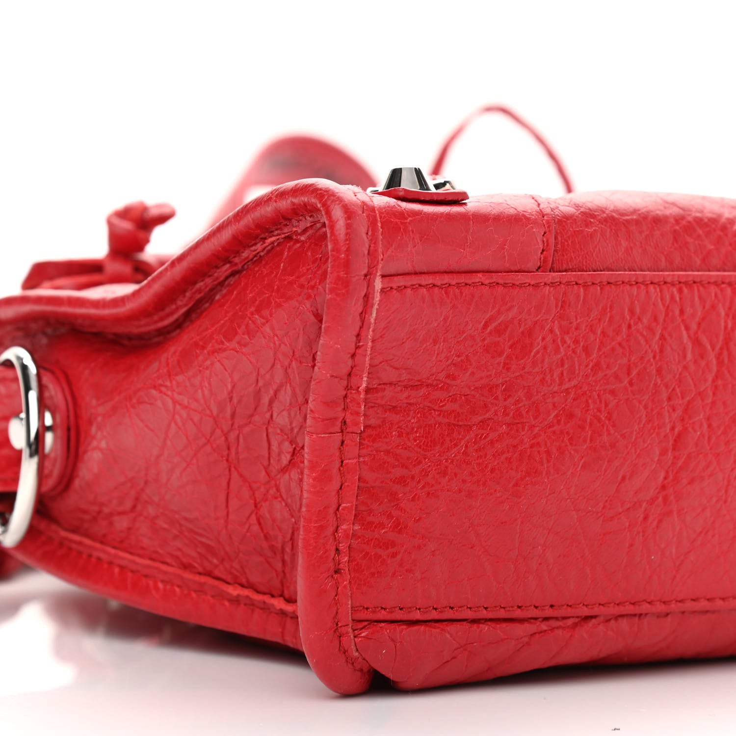 Balenciaga Agneau Classic Silver Hardware Mini City Logo Strap Red Black 9 of 10