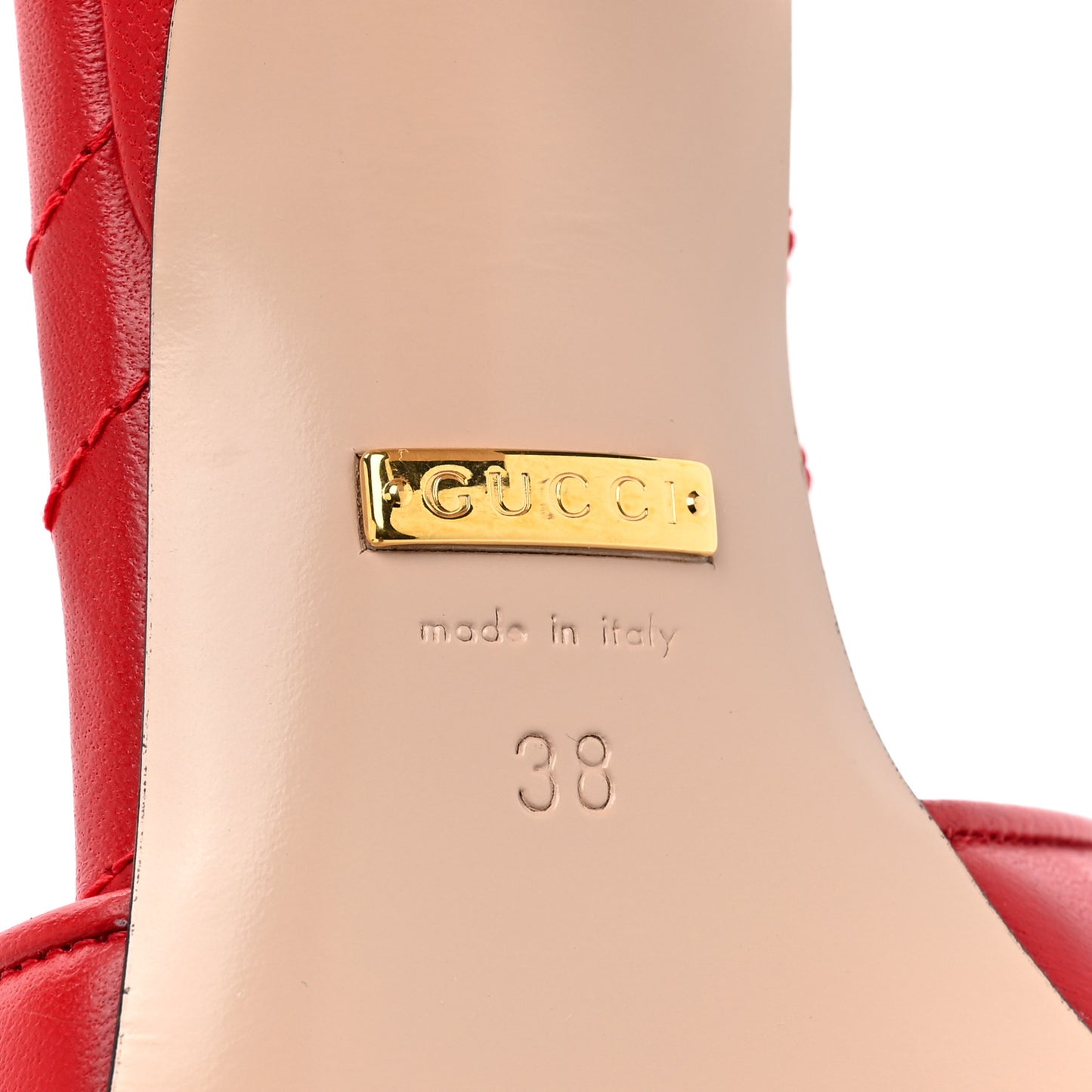 Nappa Matelasse GG Marmont 75mm Slide Sandals 38 Hibiscus Red