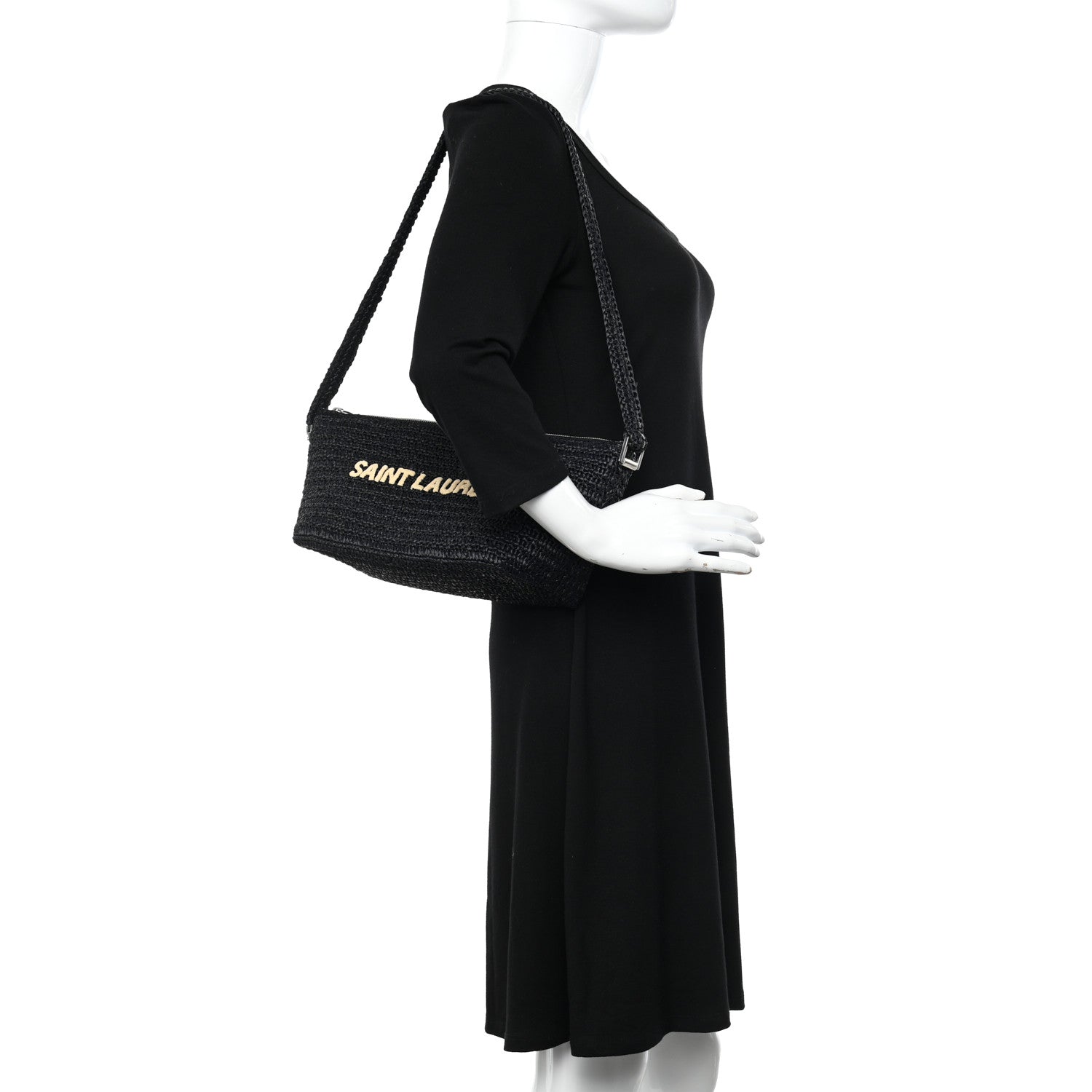 Saint Laurent Raffia Le Crossbody Black 2 of 10