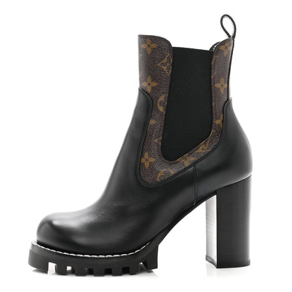 Louis Vuitton Calfskin Monogram Star Trail Ankle Boots 38.5 Black 1 of 9