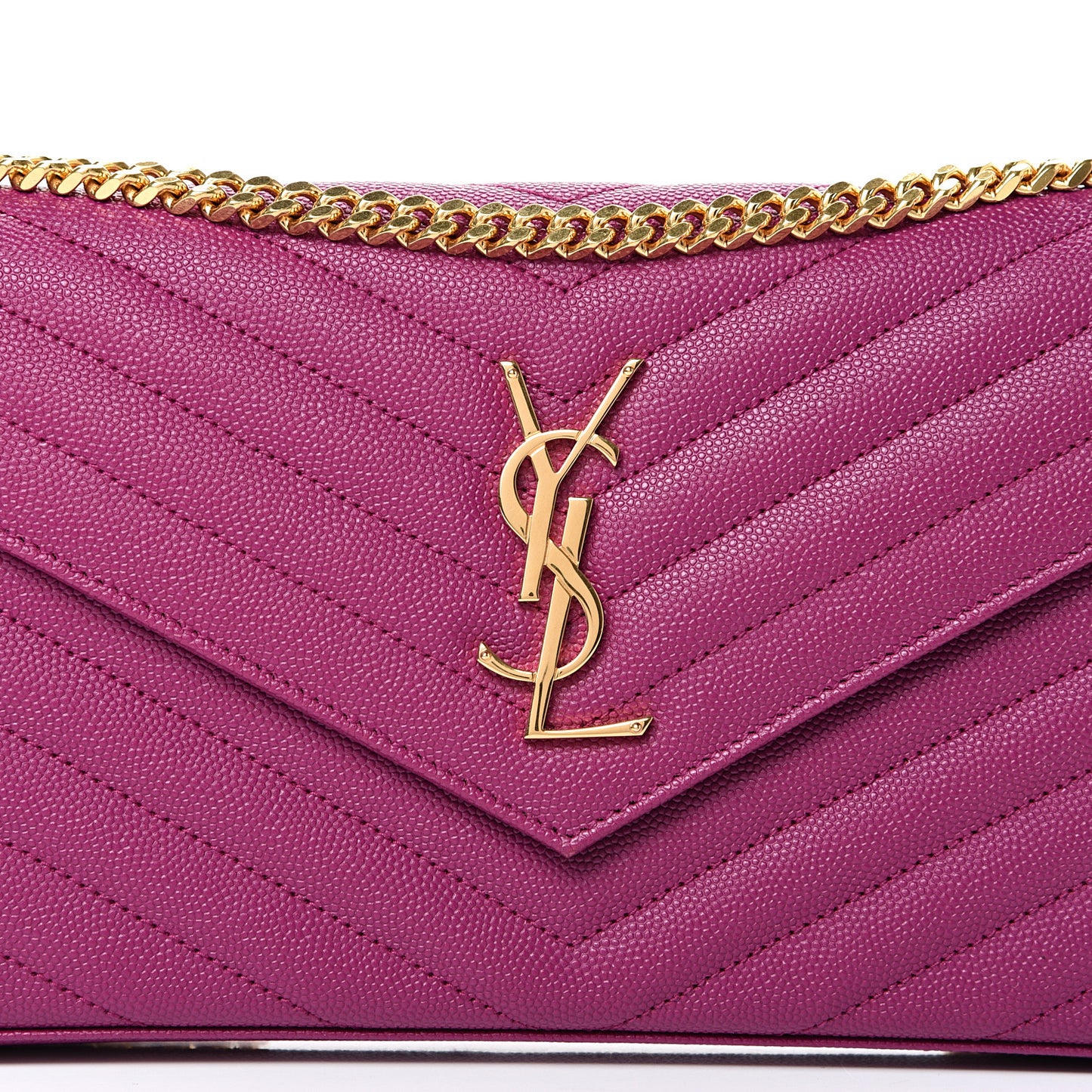 Grain De Poudre Matelasse Chevron Monogram Chain Wallet Dark Grape