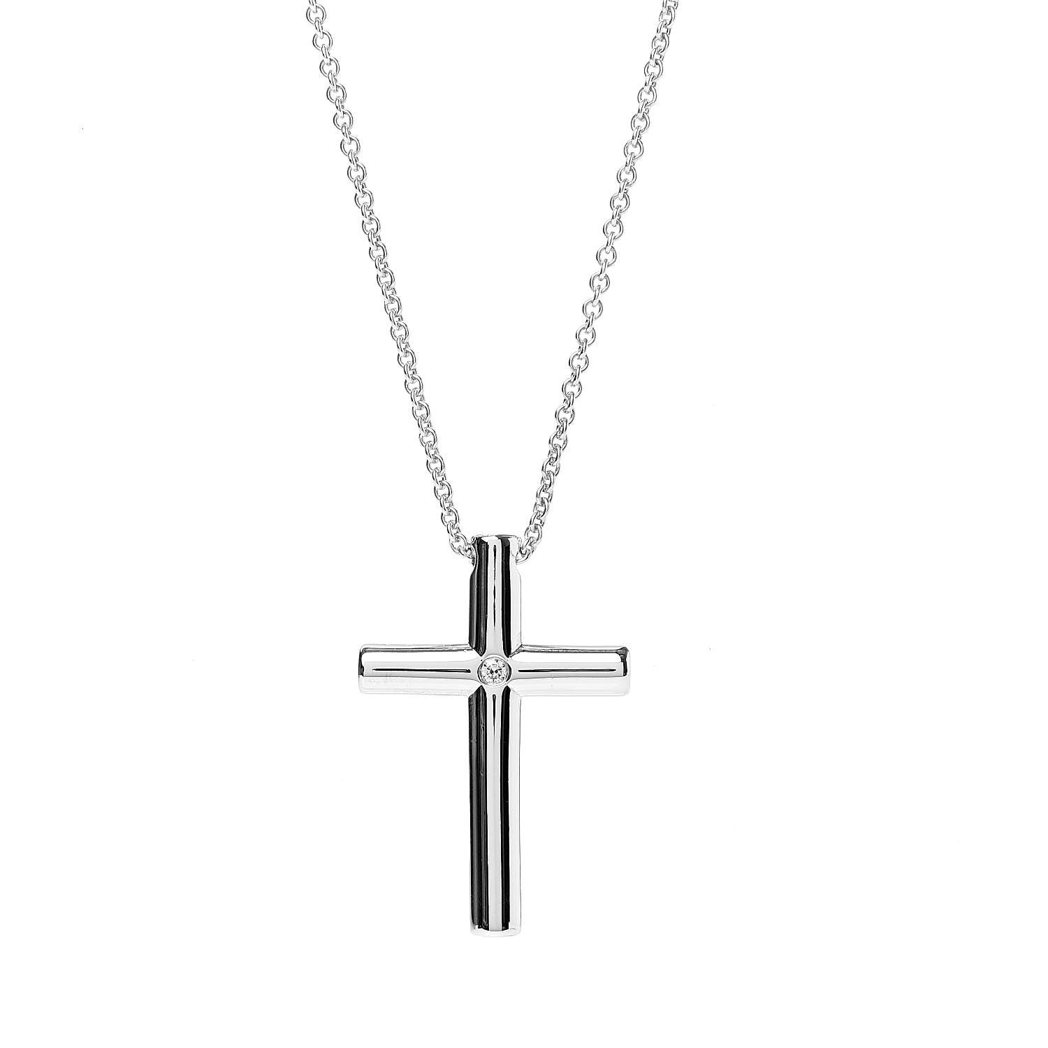 Tiffany Sterling Silver Diamond Cross Pendant Necklace 4 of 8