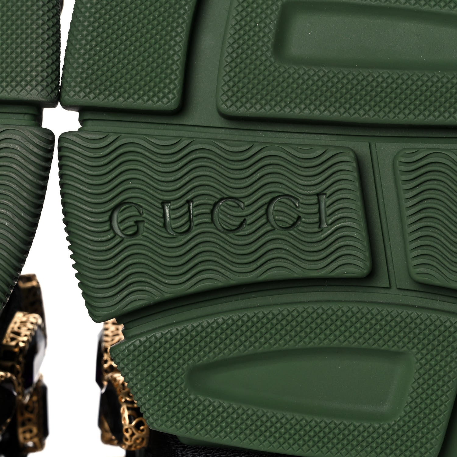 Gucci X SEGA Mesh Suede Calfskin Removable Crystals Flashtrek Sneakers 37.5 Loess Black Olive Green 6 of 8