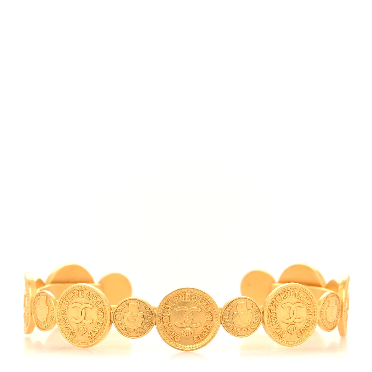 Metal Coin Cuff Bracelet Gold