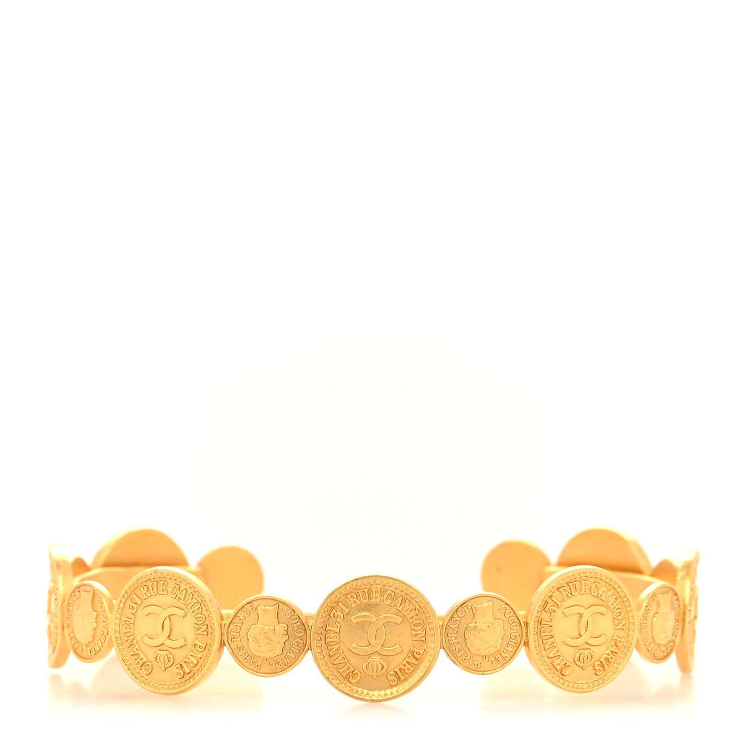 Chanel Metal Coin Cuff Bracelet Gold 1 of 4