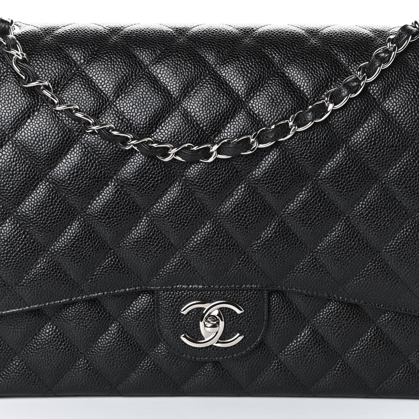 Caviar Quilted Maxi Double Flap Black