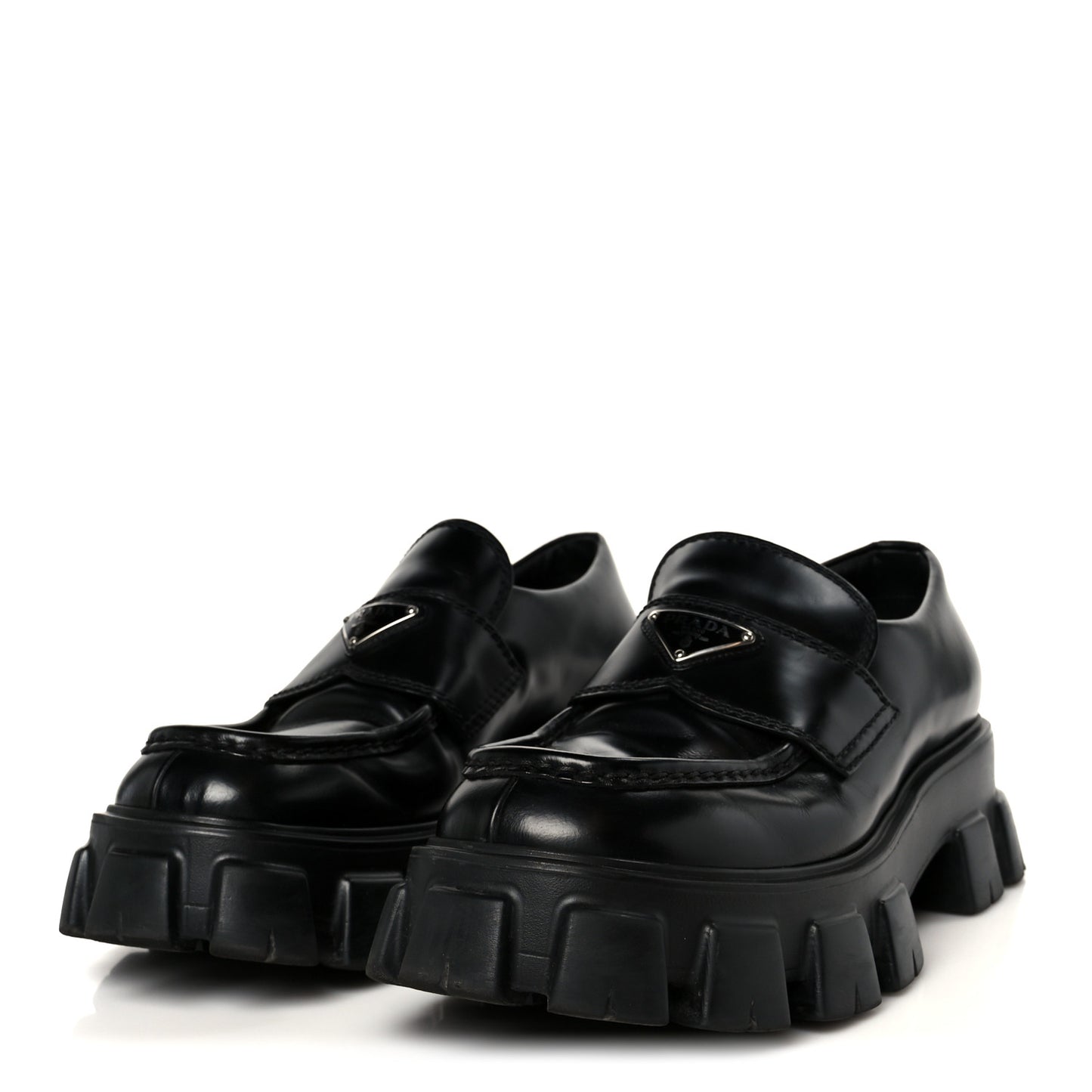 Spazzolato Rois Metal Triangle Logo Mens Monolith 60mm Loafers 8.5 Black