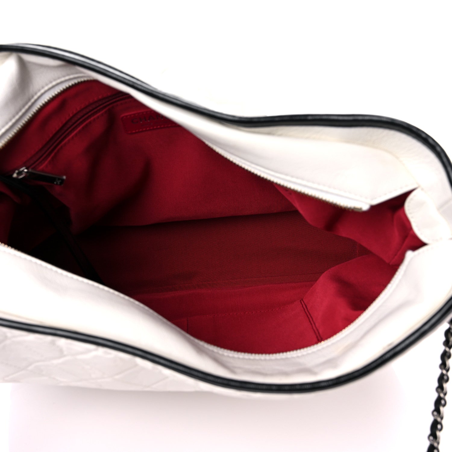 Chanel Aged Calfskin Quilted Maxi Gabrielle Hobo White Black 5 of 12