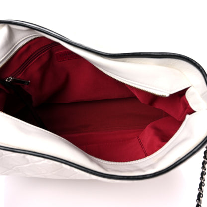 Chanel Aged Calfskin Quilted Maxi Gabrielle Hobo White Black 5 of 12