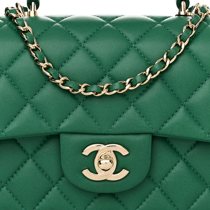 Chanel Lambskin Quilted Mini Top Handle Rectangular Flap Green 8 of 10