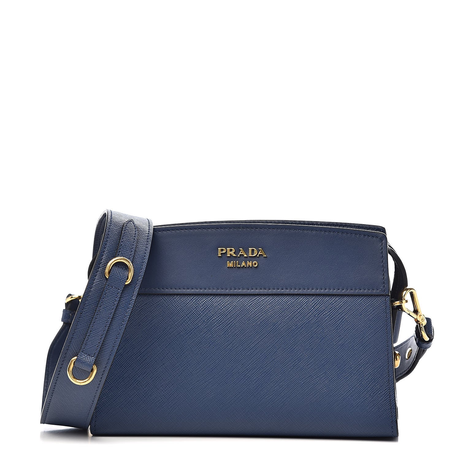 Prada Saffiano City Calfskin Esplanade Crossbody Bag Bleuette 1 of 9